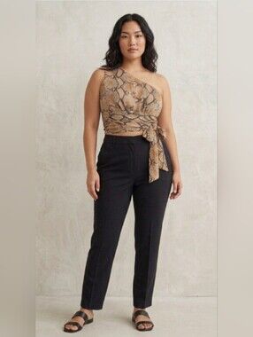 H&M Crop Top  One Shoulder Animal Phyton Snake Print Sleeveless Size XL